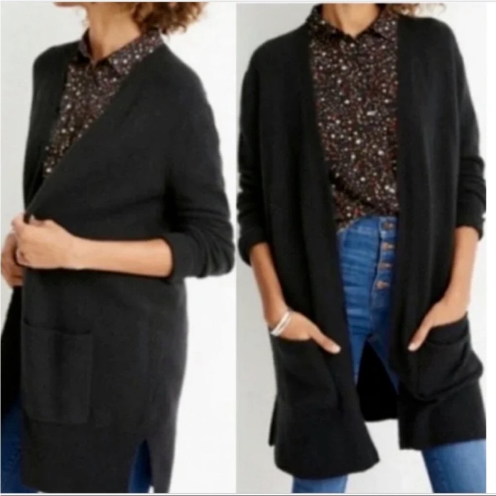 Madewell coziest yarn black alpaca merino wool Kent cardigan sweater